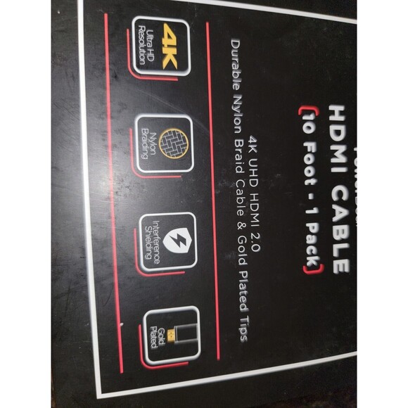 PowerBear HDMI Cable 10 Ft 4K UHD HDMI 2.0 Nylon Braid Cable & Gold Plated Tips - Picture 2 of 16